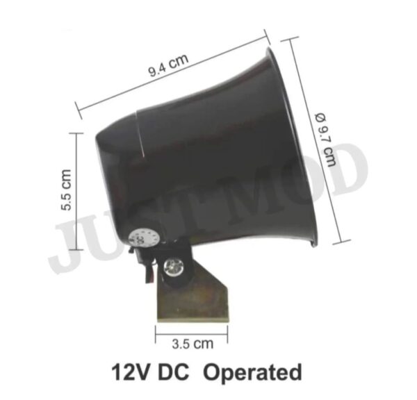 Silicon siren 12V DC -110 DB Police Siren Sound Plastic Security Alarm (Black Color, Medium) (Also for Bikes & - Image 2