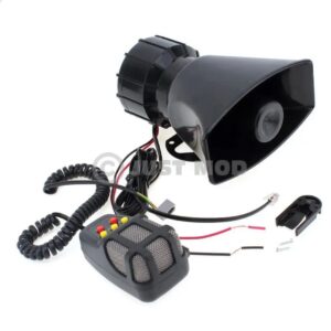 Car Siren Horn 7 Tone Sound Siren Mic PA Speaker Car System – 80W Emergency Sound Electric Horn-12V