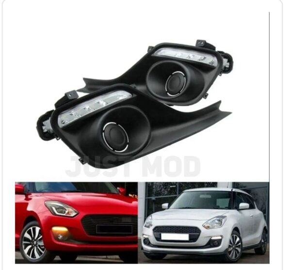 Swift 2018+ Car Front Fog Lamp LED Daytime Running Indicator Lights DRL (Pack of 2)