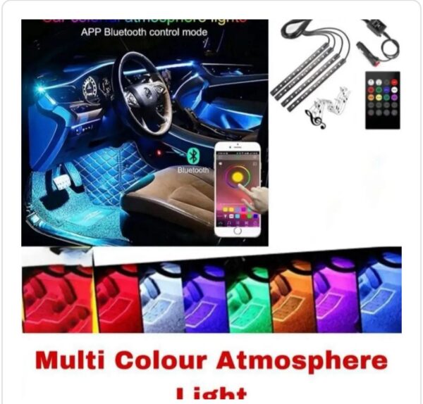 Multicolour Car Ambient & Atmosphere Lights – 9pcs with Remote & App Control | Fancy Interior Glow - Image 2