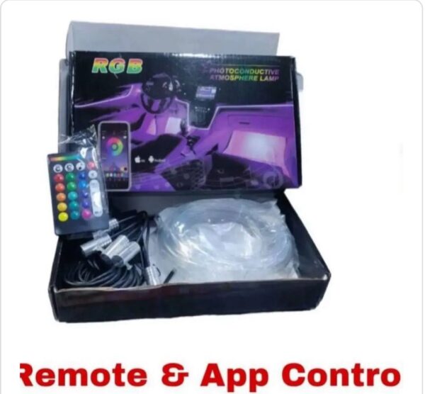 Multicolour Car Ambient & Atmosphere Lights – 9pcs with Remote & App Control | Fancy Interior Glow - Image 4