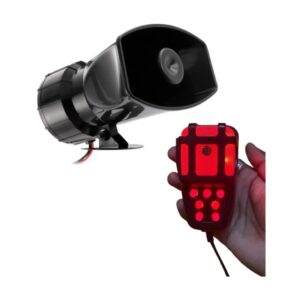 Police Car Horn Siren Hooter 12V 100W 5 Tone Sound Car Siren Vehicle Horn with Red Led Mic Speaker.