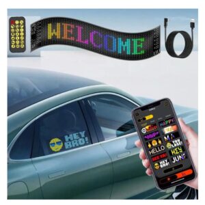 13-Inch Bluetooth LED Sign for Car – App Controlled, Flexible Matrix Display | DIY Programmable Scrolling Text