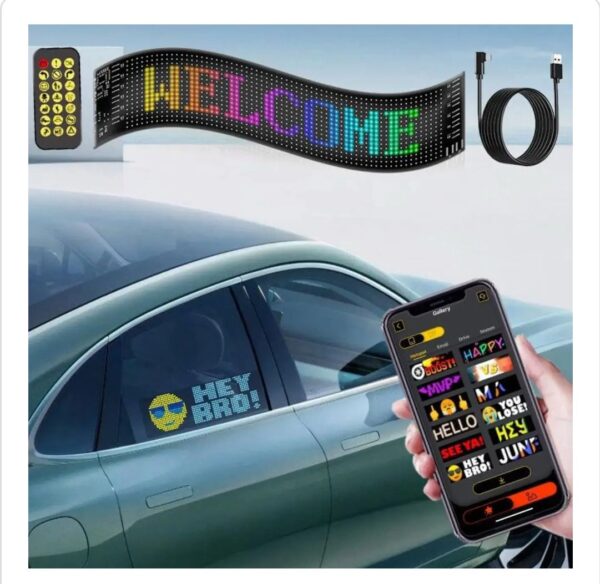 13-Inch Bluetooth LED Sign for Car – App Controlled, Flexible Matrix Display | DIY Programmable Scrolling Text