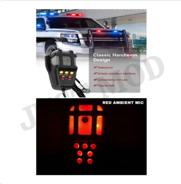 Police Car Horn Siren Hooter 12V 100W 5 Tone Sound Car Siren Vehicle Horn with Red Led Mic Speaker. - Image 3