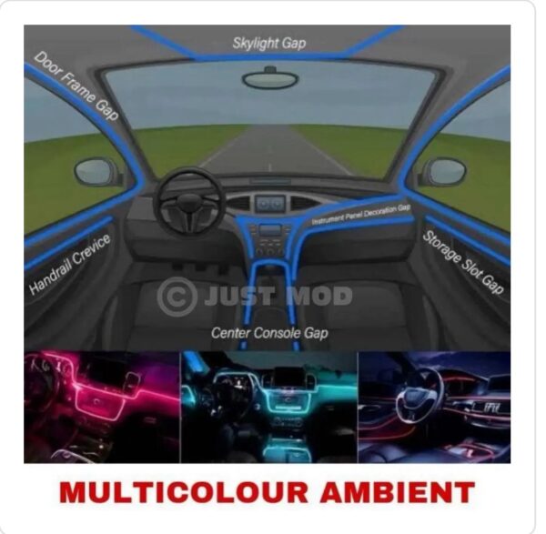 Interior Ambient Car LED Strip Lights – RGB 5-in-1 Kit with App, Remote & Music Sync | Smart Lighting Upgrade - Image 4