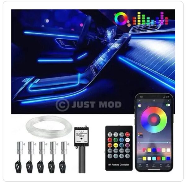 Interior Ambient Car LED Strip Lights – RGB 5-in-1 Kit with App, Remote & Music Sync | Smart Lighting Upgrade