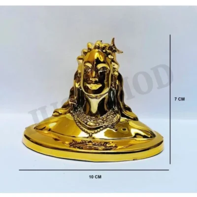 Golden Shiv Ji Adiyogi Decorative Showpiece – Premium 7cm Clay Idol for Car Dashboard or Table | (Gold Finish) | JUSTMOD
