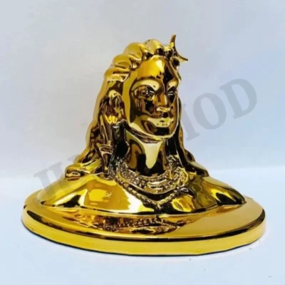 Golden Shiv Ji Adiyogi Decorative Showpiece – Premium 7cm Clay Idol for Car Dashboard or Table | (Gold Finish) | JUSTMOD