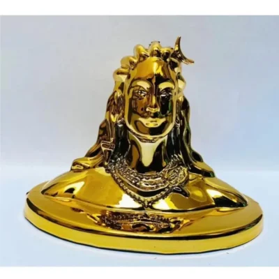 Golden Shiv Ji Adiyogi Decorative Showpiece – Premium 7cm Clay Idol for Car Dashboard or Table | (Gold Finish) | JUSTMOD