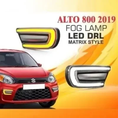 Alto 2019 DRL Fog Lamp Cover – Premium Matrix Style with Running Indicator | (Pack of 2) | JUSTMOD