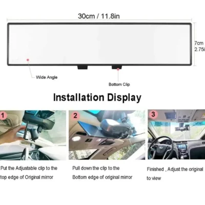 Broadway 12-Inch Rear View Mirror – Premium HD Anti-Glare Panoramic Wide Mirror | JUSTMOD