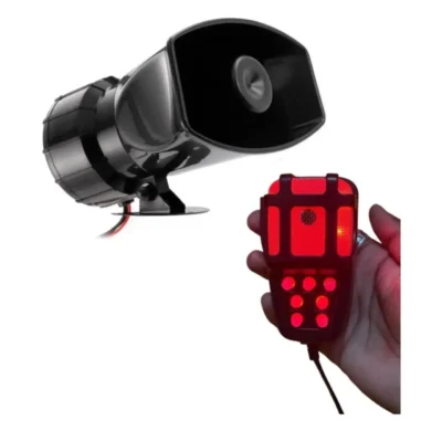 12V 100W Police Car Siren Hooter Horn – Powerful 5-Tone Red LED Mic Speaker | JUSTMOD