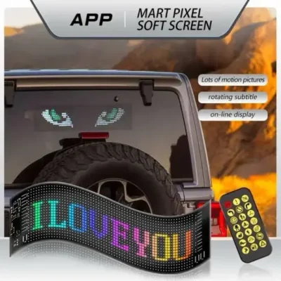 13-Inch LED Sign Board – Premium Bluetooth App Controlled Flexible Matrix Display for Car, Shop, Hotel | JUSTMOD