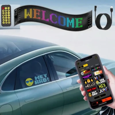 13-Inch LED Sign Board – Premium Bluetooth App Controlled Flexible Matrix Display for Car, Shop, Hotel | JUSTMOD