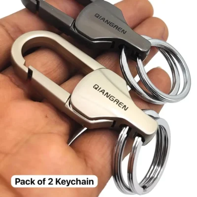 QIANGREN Heavy Metal Keychain – Premium Stainless Steel Key Ring for Car & Bike Lovers | Pack of 2 Pieces | JUSTMOD