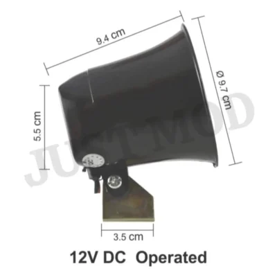 Silicon 12V DC -110DB Police Siren – Powerful Black Security Alarm for Cars & Bikes | JUSTMOD