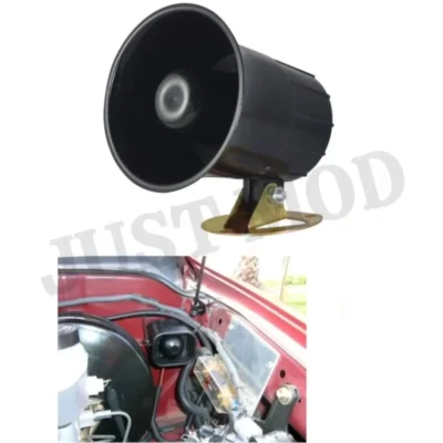Silicon 12V DC -110DB Police Siren – Powerful Black Security Alarm for Cars & Bikes | JUSTMOD