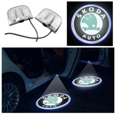 Skoda Car Door LED Ghost Shadow Projector Lights – Premium Stylish Entry Logo Lamp | (Pack of 2) | JUSTMOD