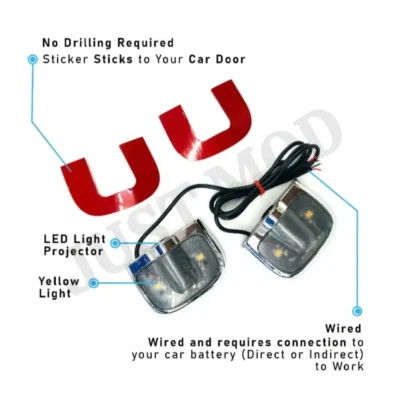 Tata Car Door LED Ghost Shadow Projector Lights – Premium Stylish Entry Logo Lamp | (Pack of 2) | JUSTMOD