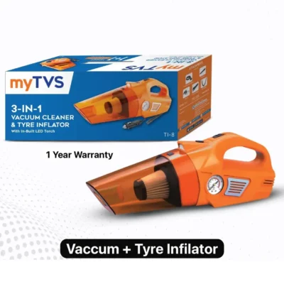 MyTVS 2-in-1 Car Vacuum Cleaner + Tyre Inflator – Powerful 12V DC Air Pump, 100 PSI for All Cars | JUSTMOD