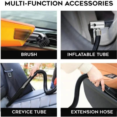 MyTVS 2-in-1 Car Vacuum Cleaner + Tyre Inflator – Powerful 12V DC Air Pump, 100 PSI for All Cars | JUSTMOD