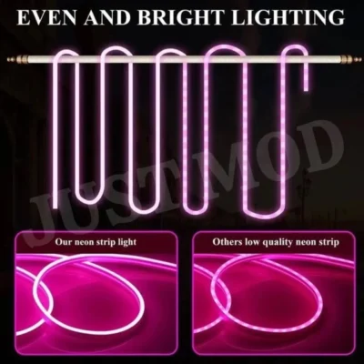 Pink Neon LED Flexible Glow Tube – Premium 12V 5M Car Light Strip for Interior & Exterior Fancy Styling | JUSTMOD