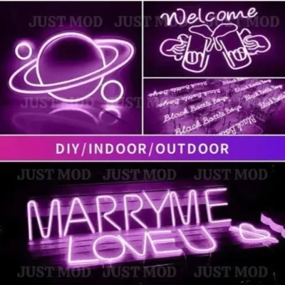 Purple Neon LED Flexible Glow Tube – Premium 12V 5M Car Light Strip for Interior & Exterior Fancy Styling (Purple) | JUSTMOD