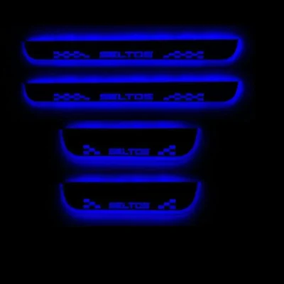 Just Mod KIA Seltos LED Sill Plate – Premium Chrome Finish Scuff Plate Set of 4 (Blue Light)