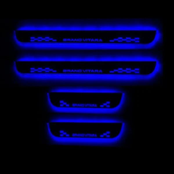 Just Mod Grand Vitara LED Sill Plate – Premium Chrome Finish Scuff Plate Set of 4 (Blue Light)