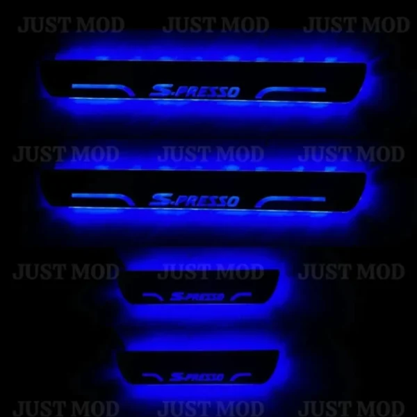 Just Mod S Presso LED Sill Plate – Premium Chrome Finish Scuff Plate Set of 4 (Blue Light)