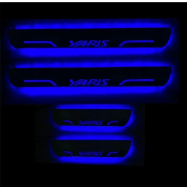 Just Mod Yaris LED Sill Plate – Premium Chrome Finish Scuff Plate Set of 4 (Blue Light)