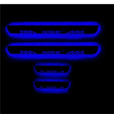 Just Mod Nios LED Sill Plate – Premium Chrome Finish Scuff Plate Set of 4 (Blue Light)