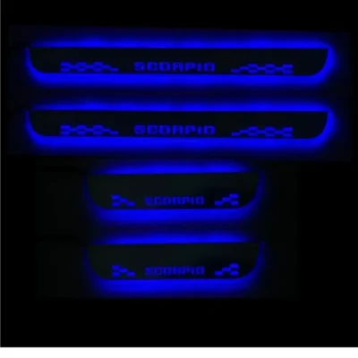 Just Mod Mahindra Scorpio LED Sill Plate – Premium Chrome Finish Scuff Plate Set of 4 (Blue Light)