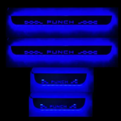Just Mod Tata Punch LED Sill Plate – Premium Chrome Finish Scuff Plate Set of 4 (Blue Light)