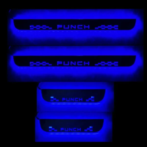 Just Mod Tata Punch LED Sill Plate – Premium Chrome Finish Scuff Plate Set of 4 (Blue Light)