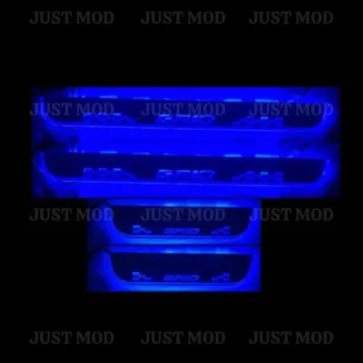 Just Mod Brio LED Sill Plate – Premium Chrome Finish Scuff Plate Set of 4 (Blue Light)