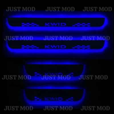 Just Mod Kwid LED Sill Plate – Premium Chrome Finish Scuff Plate Set of 4 (Blue Light)