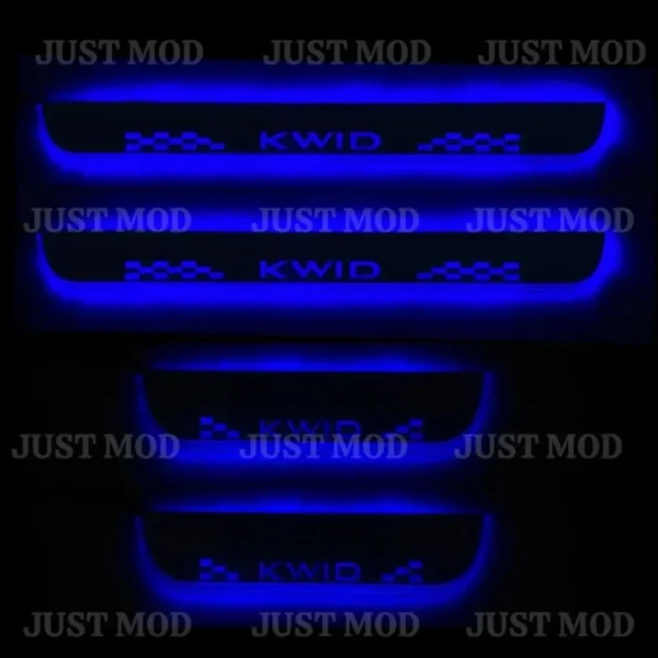 Just Mod Kwid LED Sill Plate – Premium Chrome Finish Scuff Plate Set of 4 (Blue Light)