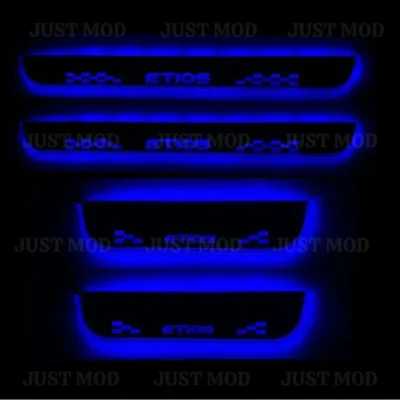 Just Mod Etios LED Sill Plate – Premium Chrome Finish Scuff Plate Set of 4 (Blue Light)