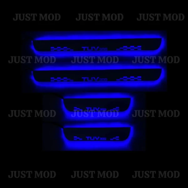 Just Mod TUV300 LED Sill Plate – Premium Chrome Finish Scuff Plate Set of 4 (Blue Light)