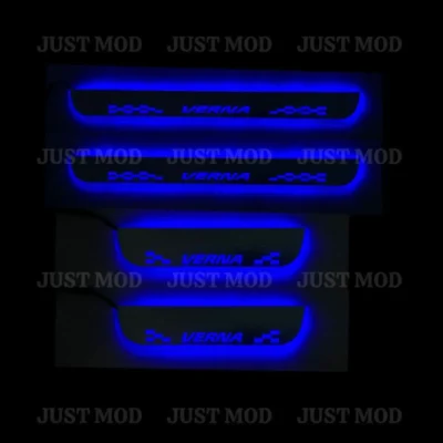 Just Mod Verna LED Sill Plate – Premium Chrome Finish Scuff Plate Set of 4 (Blue Light)