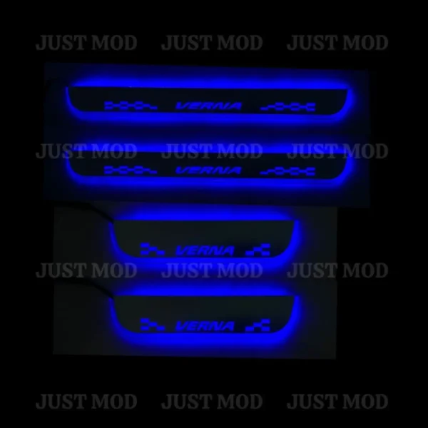 Just Mod Verna LED Sill Plate – Premium Chrome Finish Scuff Plate Set of 4 (Blue Light)