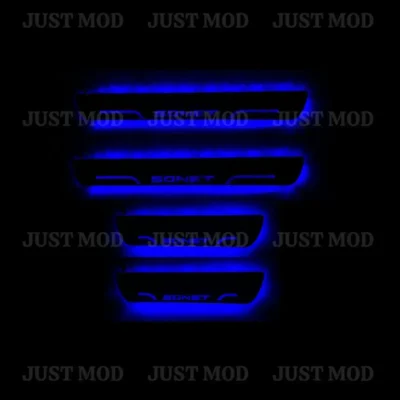 Just Mod Sonet LED Sill Plate – Premium Chrome Finish Scuff Plate Set of 4 (Blue Light)