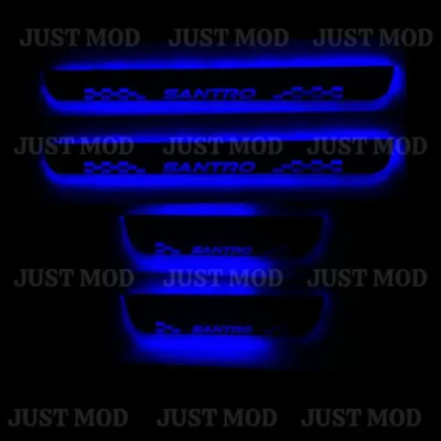 Just Mod Santro LED Sill Plate – Premium Chrome Finish Scuff Plate Set of 4 (Blue Light)