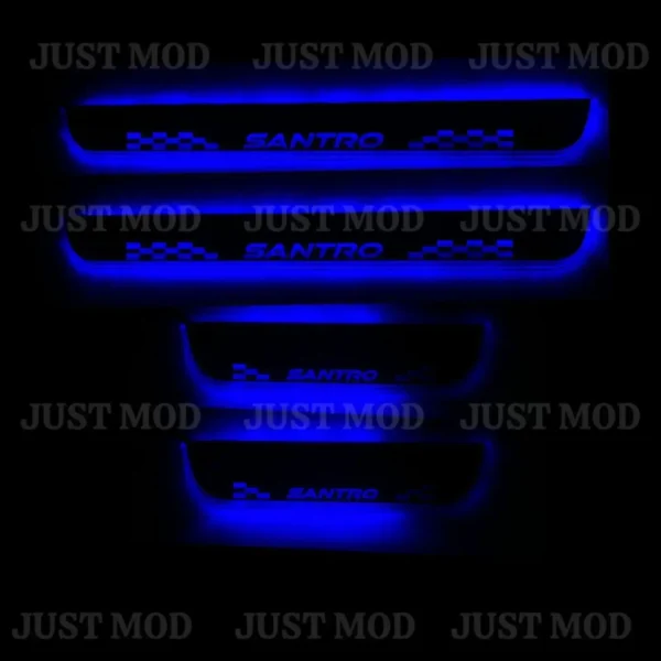 Just Mod Santro LED Sill Plate – Premium Chrome Finish Scuff Plate Set of 4 (Blue Light)