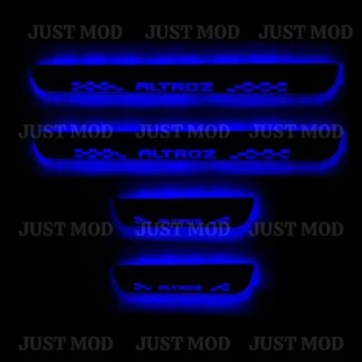 Just Mod Altroz LED Sill Plate – Premium Chrome Finish Scuff Plate Set of 4 (Blue Light)