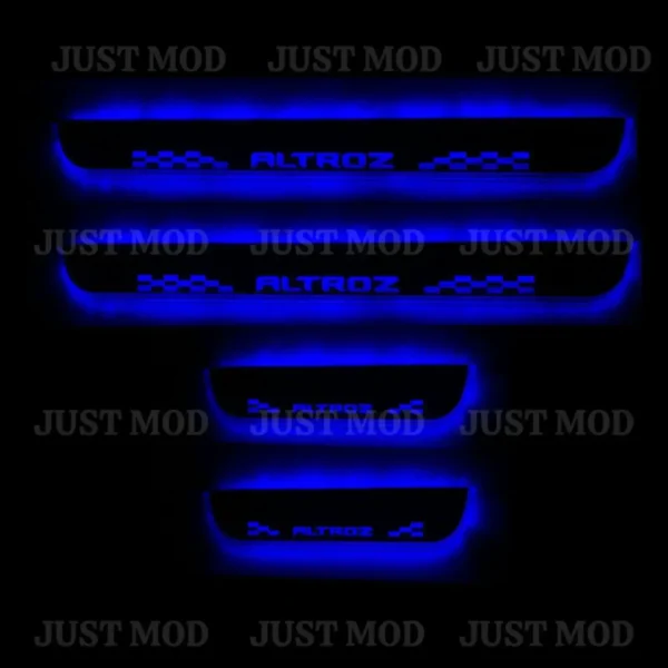 Just Mod Altroz LED Sill Plate – Premium Chrome Finish Scuff Plate Set of 4 (Blue Light)