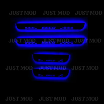 Just Mod Eeco LED Sill Plate – Premium Chrome Finish Scuff Plate Set of 4 (Blue Light)