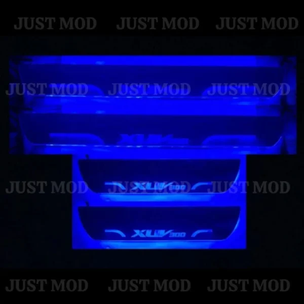 Just Mod XUV300 LED Sill Plate – Premium Chrome Finish Scuff Plate Set of 4 (Blue Light)